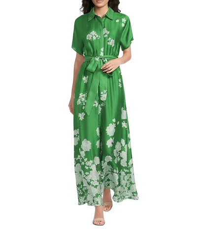 Alex Marie Lindsay Collar Short Sleeve Long Gown