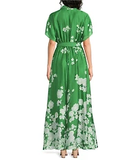 Alex Marie Lindsay Collar Short Sleeve Long Gown