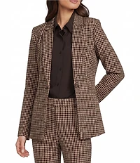 Alex Marie Liza Coordinating Novelty Houndstooth Long Sleeve Notched Lapel Jacket