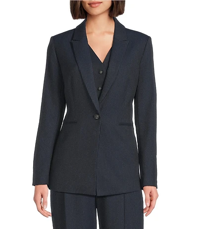 Alex Marie Liza Novelty Stripe Suiting Peak Lapel Long Sleeve Jacket