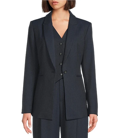 Alex Marie Liza Novelty Stripe Suiting Peak Lapel Long Sleeve Jacket