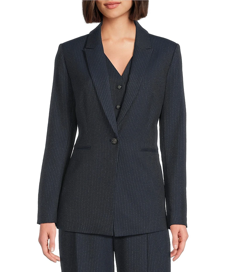 Alex Marie Liza Novelty Stripe Suiting Peak Lapel Long Sleeve Jacket