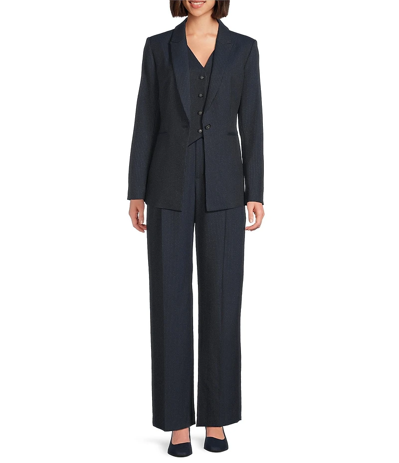 Alex Marie Liza Novelty Stripe Suiting Peak Lapel Long Sleeve Jacket