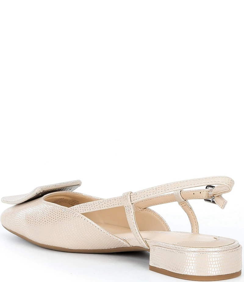 Alex Marie Micah Lizard Embossed Leather Ornament Slingback Flats