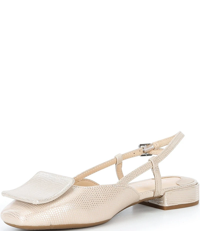 Alex Marie Micah Lizard Embossed Leather Ornament Slingback Flats