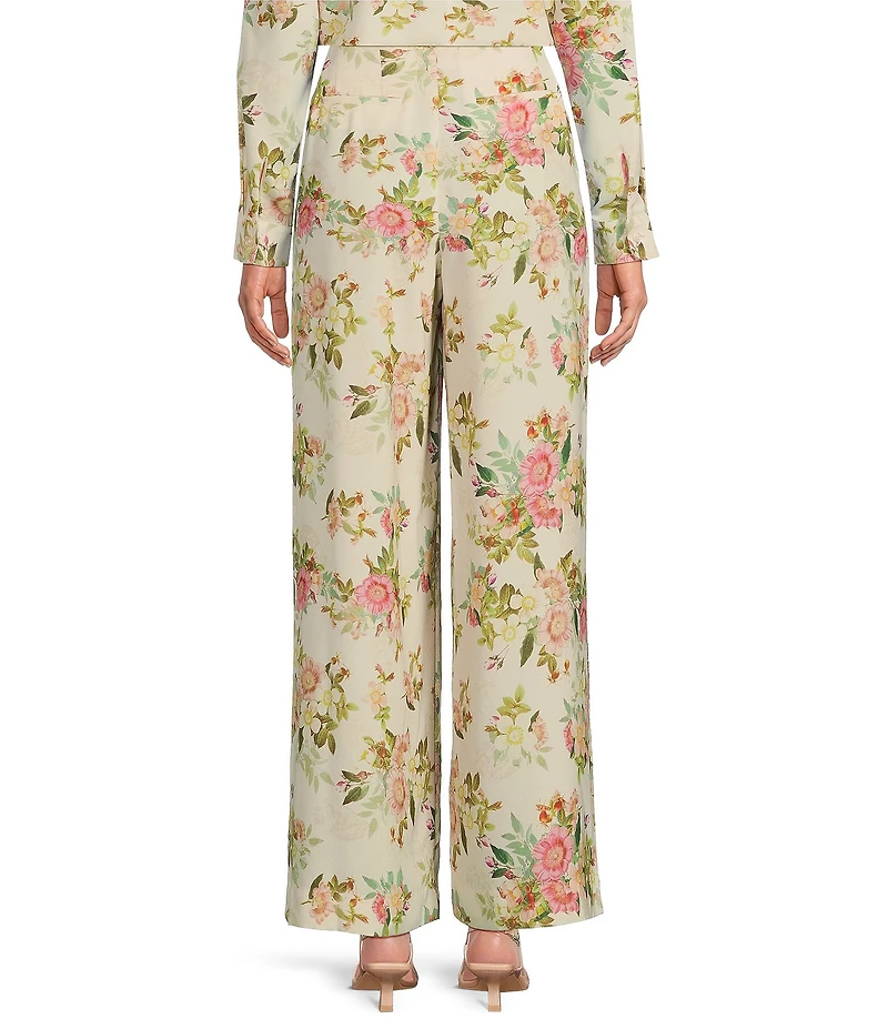Alex Marie Coordinating Lola Twill Floral Pleated Wide Leg Pants