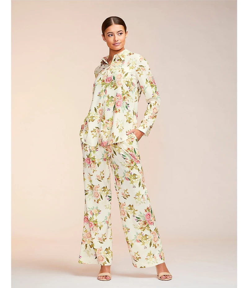 Alex Marie Coordinating Lola Twill Floral Pleated Wide Leg Pants