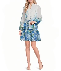 Alex Marie Lorenza Floral V Neck Long Sleeve Printed Novelty Dress
