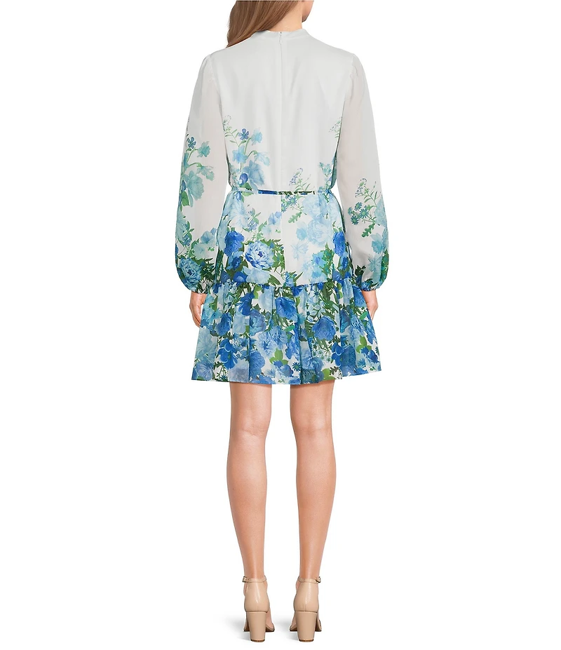 Alex Marie Lorenza Floral V Neck Long Sleeve Printed Novelty Dress
