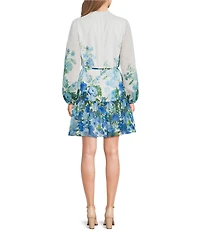 Alex Marie Lorenza Floral V Neck Long Sleeve Printed Novelty Dress