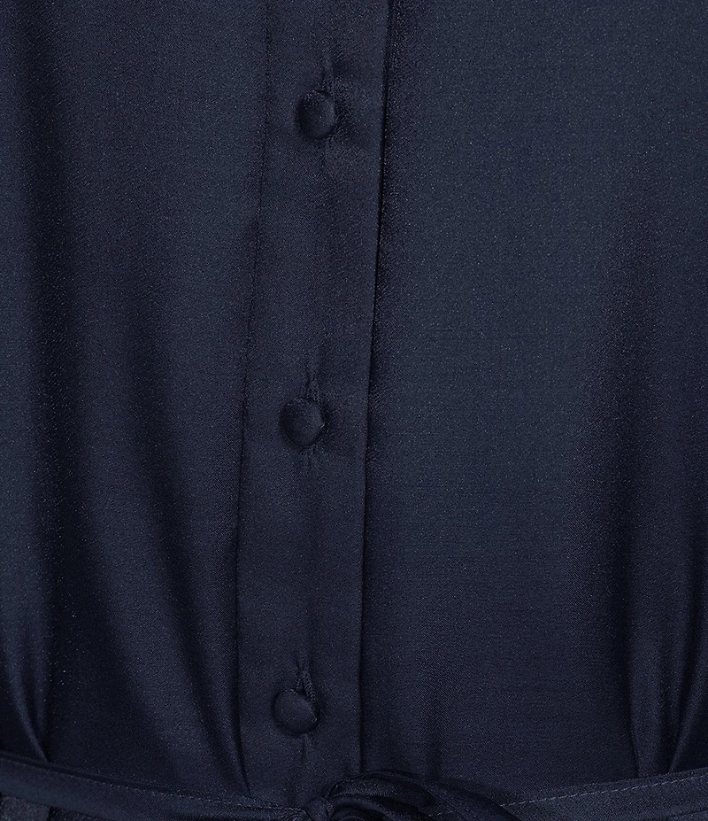 Alex Marie Lorenzo V Neckline Long Sleeve Organza Dress