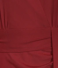Alex Marie Luciana Mesh Deep V-Neck Long Sleeve Ruched Tie Waist Bodycon Mini Dress