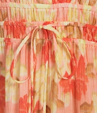 Alex Marie Maura Floral Collar Short Sleeve Printed Novelty Long Dress