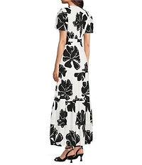 Alex Marie Maura Floral V Neckline Short Sleeve Printed Cotton Dress