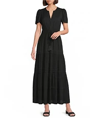 Alex Marie Maura Jewel Split V Neck Short Sleeve Dress