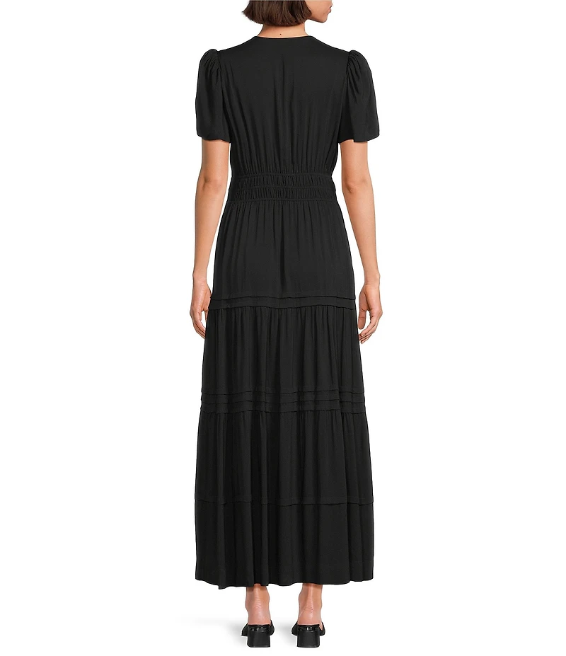 Alex Marie Maura Jewel Split V Neck Short Sleeve Dress