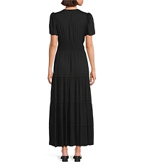 Alex Marie Maura Jewel Split V Neck Short Sleeve Dress