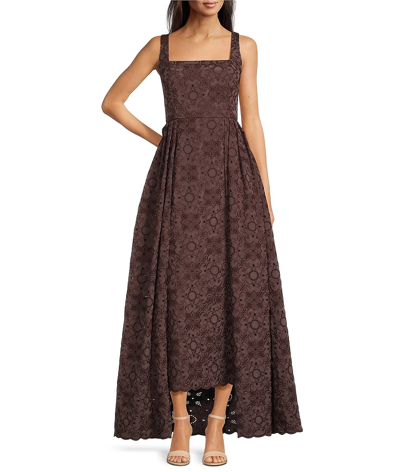Alex Marie McKenzie Embroidery Square Neck Sleeveless Maxi Gown