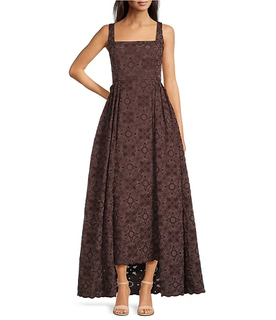 Alex Marie McKenzie Embroidery Square Neck Sleeveless Maxi Gown
