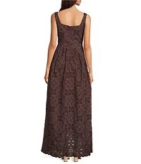 Alex Marie McKenzie Embroidery Square Neck Sleeveless Maxi Gown