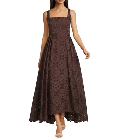 Alex Marie McKenzie Embroidery Square Neck Sleeveless Maxi Gown