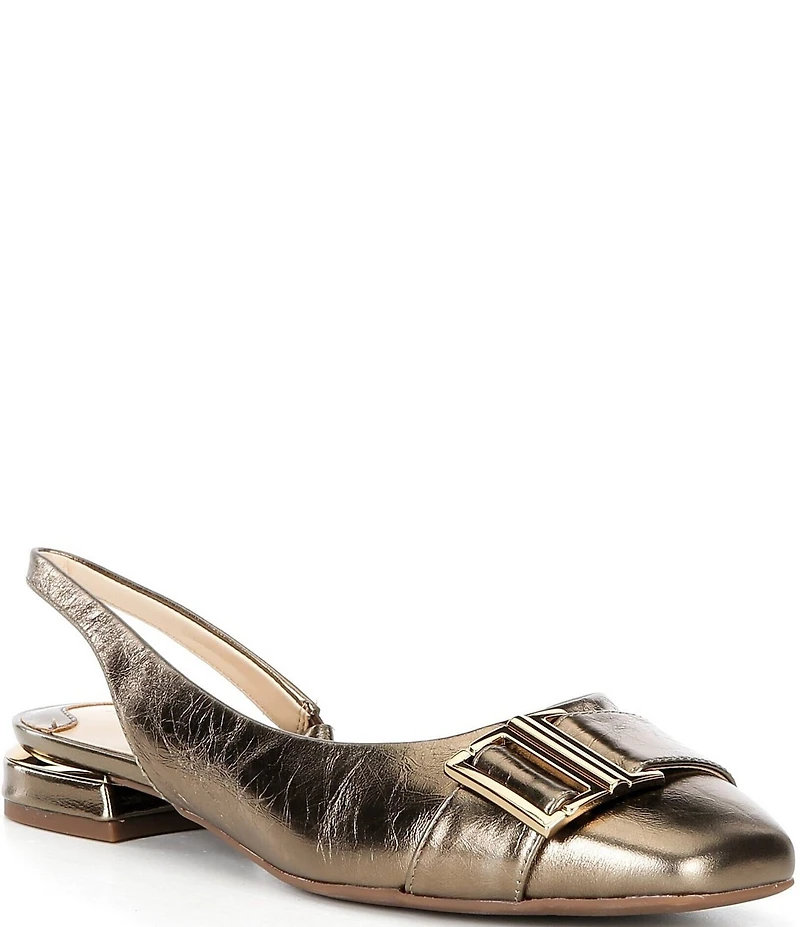 Alex Marie Mel Leather Buckle Hardware Slingback Flats