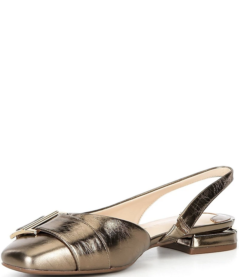Alex Marie Mel Leather Buckle Hardware Slingback Flats