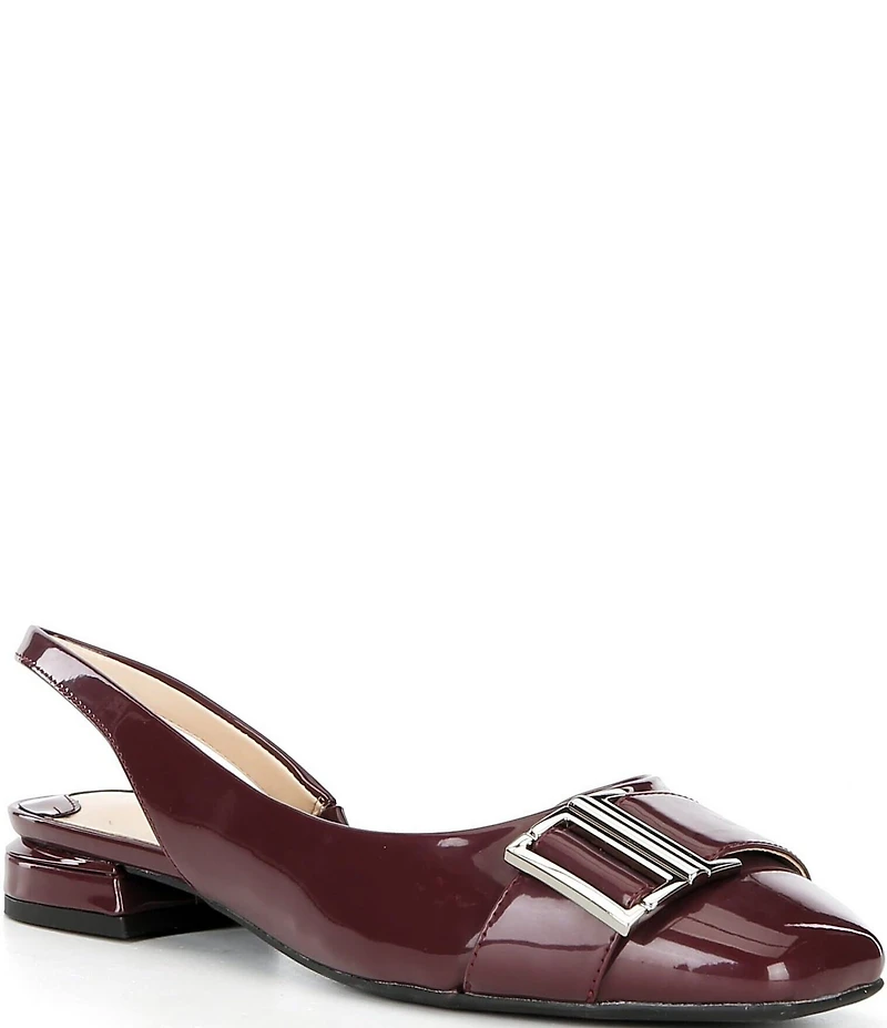 Alex Marie Mel Patent Buckle Hardware Slingback Flats