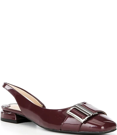 Alex Marie Mel Patent Buckle Hardware Slingback Flats
