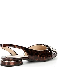 Alex Marie Mel Tortoise Patent Buckle Hardware Slingback Flats
