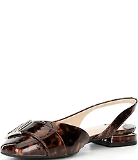 Alex Marie Mel Tortoise Patent Buckle Hardware Slingback Flats