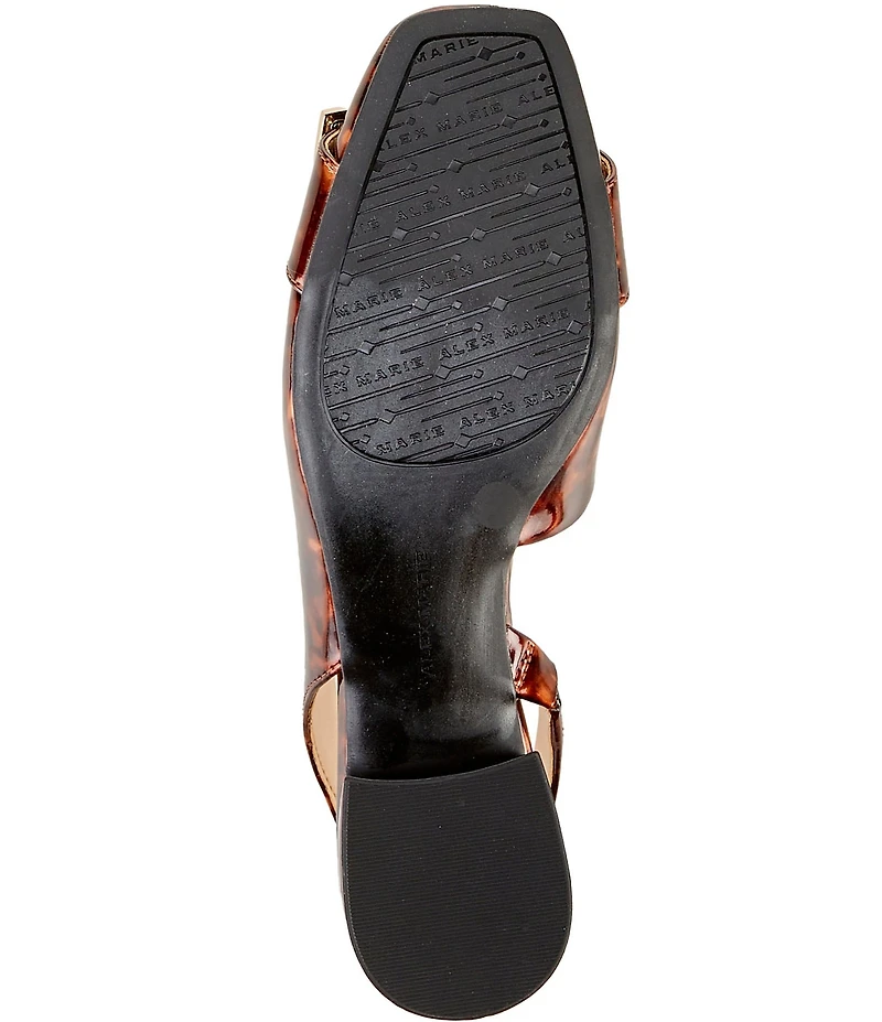 Alex Marie Mel Tortoise Patent Buckle Hardware Slingback Flats