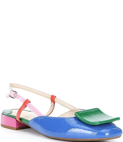 Alex Marie Micah Patent Colorblock Ornamented Slingback Flats