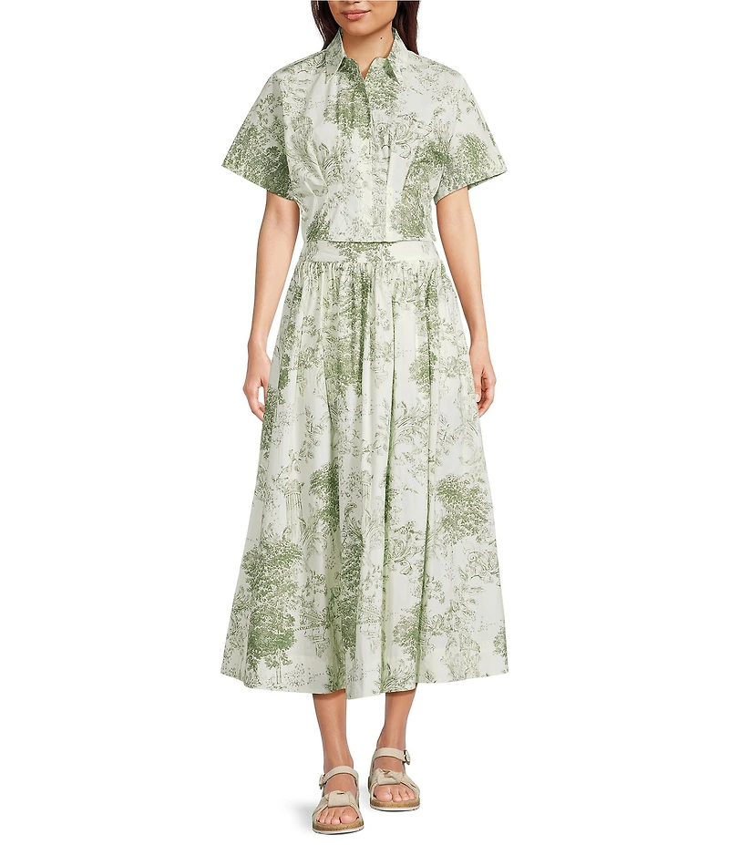 Alex Marie Miley Coordinating Printed Poplin Midi Skirt