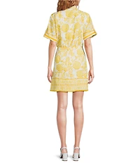 Alex Marie Millie Floral Short Sleeve Wrap Dress