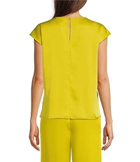 Alex Marie Miranda Satin Mock Neck Cap Sleeve Blouse