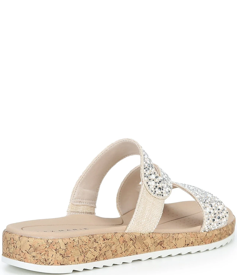 Alex Marie Missy Linen Pearl & Rhinestone Embellished Wedge Sandals