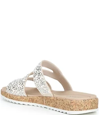 Alex Marie Missy Linen Pearl & Rhinestone Embellished Wedge Sandals