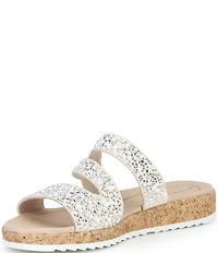 Alex Marie Missy Linen Pearl & Rhinestone Embellished Wedge Sandals