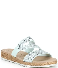 Alex Marie Missy Linen Rhinestone Embellished Wedge Sandals