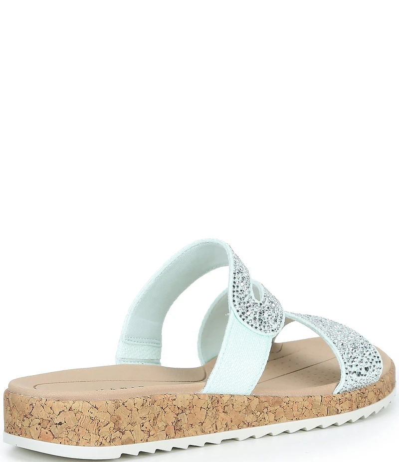 Alex Marie Missy Linen Rhinestone Embellished Wedge Sandals