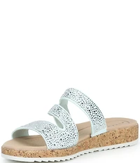 Alex Marie Missy Linen Rhinestone Embellished Wedge Sandals