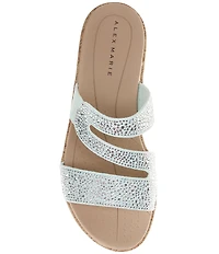 Alex Marie Missy Linen Rhinestone Embellished Wedge Sandals