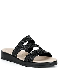 Alex Marie Missy Shimmer Rhinestone Embellished Wedge Sandals