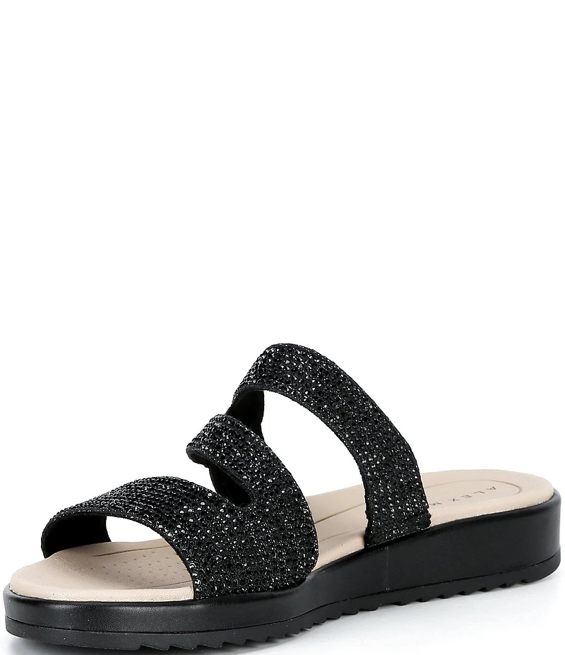 Alex Marie Missy Shimmer Rhinestone Embellished Wedge Sandals