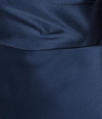 Alex Marie Petite Size Nancy Satin One Shoulder Short Sleeve Maxi Gown