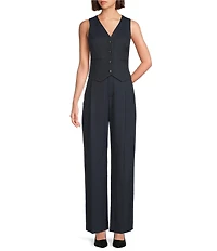 Alex Marie Nessa Novelty Stripe Suiting V-Neck Sleeveless Vest