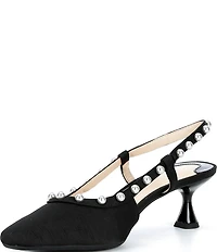 Alex Marie Odette Faille Pearl Studded Slingback Pumps