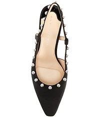 Alex Marie Odette Faille Pearl Studded Slingback Pumps