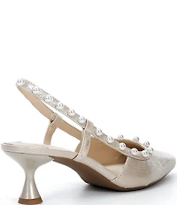 Alex Marie Odette Lizard Embossed Pearl Studded Slingback Pumps